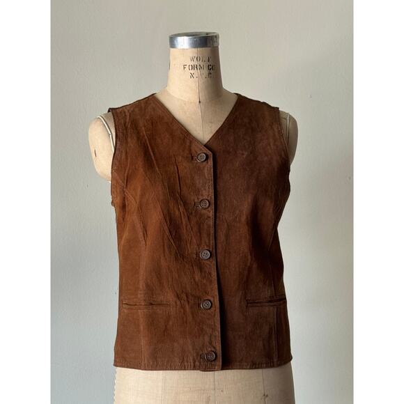1980s Brown Suede Vest - Picture 3 of 4